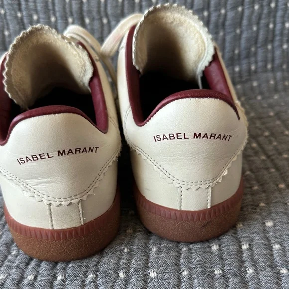 Isabel Marant Cream and Burgundy Sneakers 37 - Picture 5 of 6